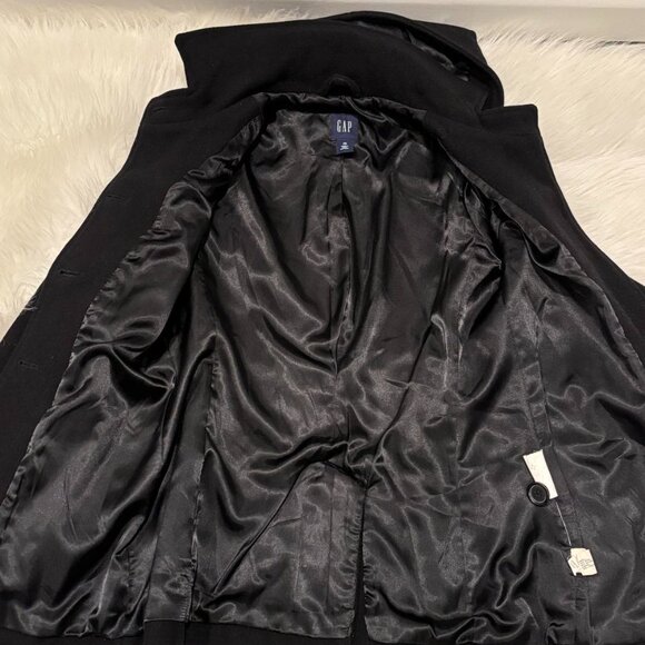 Gap Junior's XS Black wool-blend pea coat with removeable hood - Picture 6 of 8